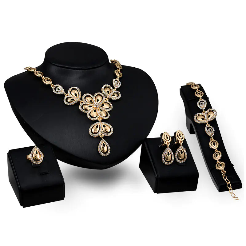 Gold Jewelry Set with Big Butterfly Bridal Accessories