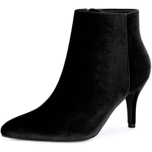 Allegra K Womens Pointy Toe Boot Stiletto Heels Black Ankle Boots 7 M US