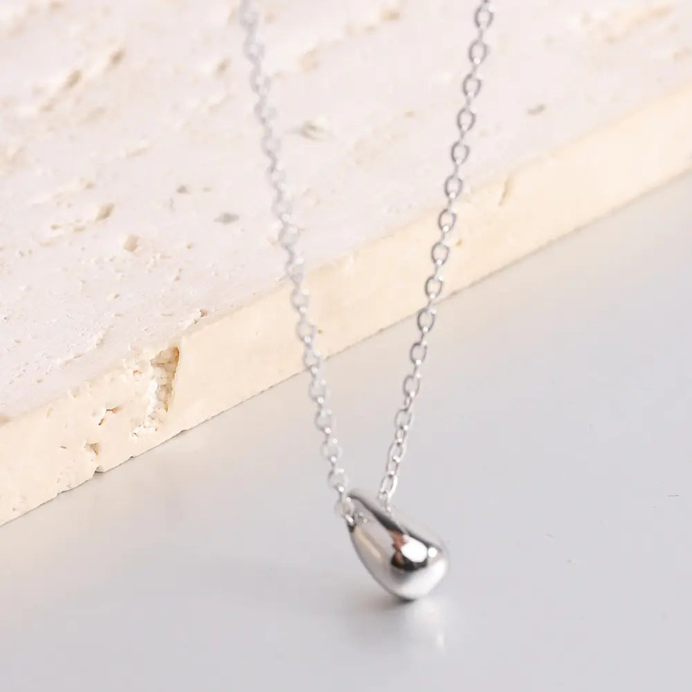 Minimalist Titanium Steel Water Drop Necklace for Her