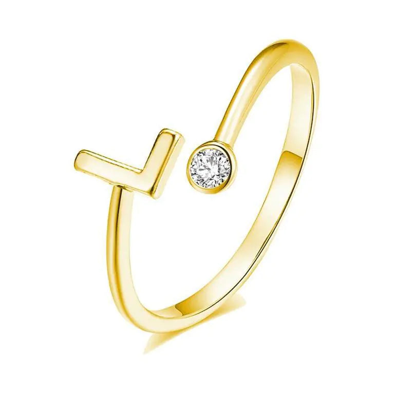 S925 Silver Letter Gold-Plated Ring for Women