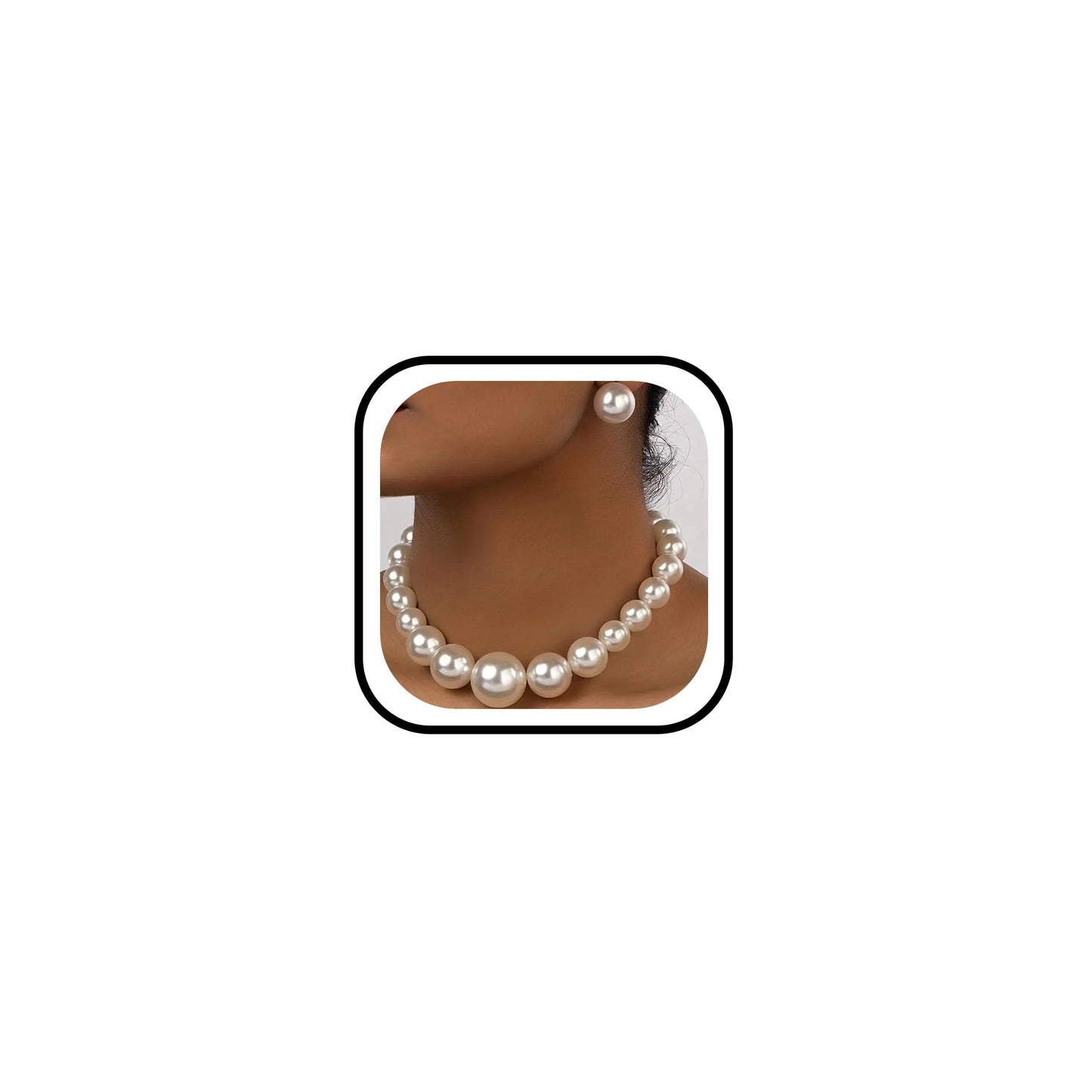 Pearl Necklaces for Women Set Pearl Necklace and Earring Set White Faux Pearl Beads Jewelry Chunky Pearl Necklace Big Pearl Earrings Costume Jewelry