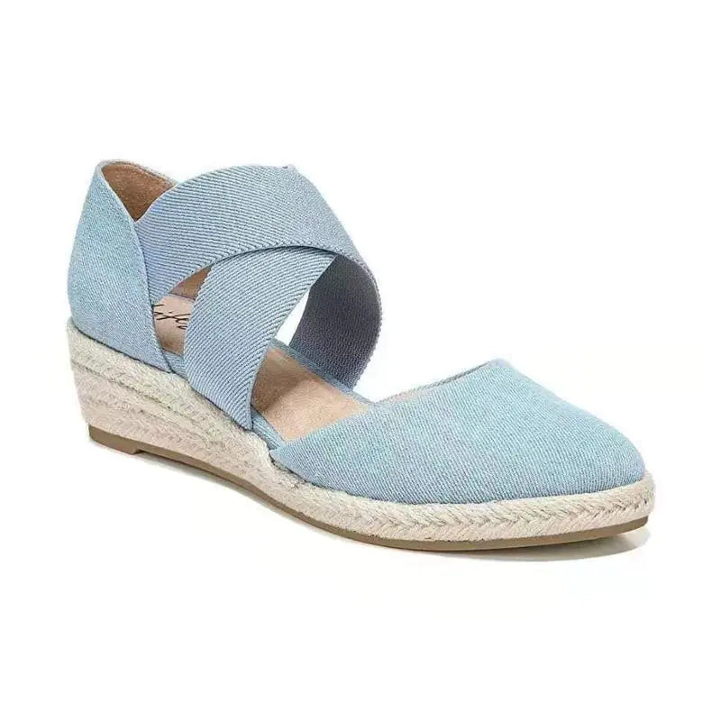 Casual Hollow Roman Single Shoes with Slope Heel for Women