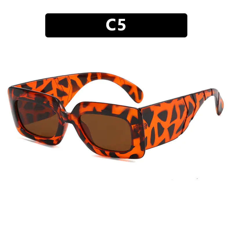 Retro Square Sunglasses with Snake Skin Pattern 2023