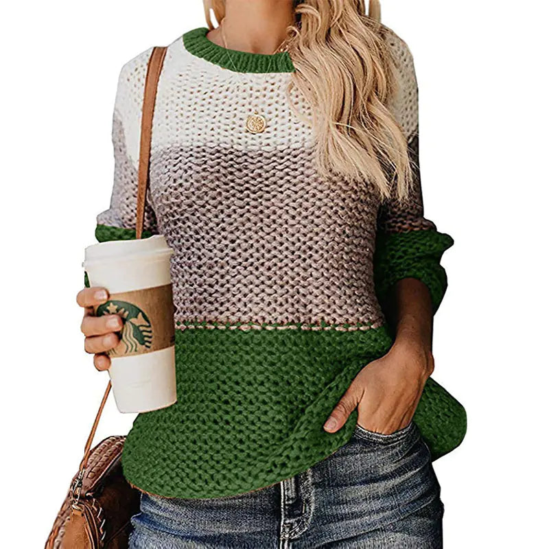 2019 Fashion Chunky Color Block Sweater for Women