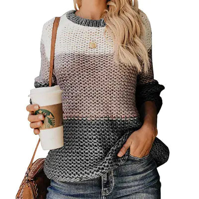 2019 Fashion Chunky Color Block Sweater for Women