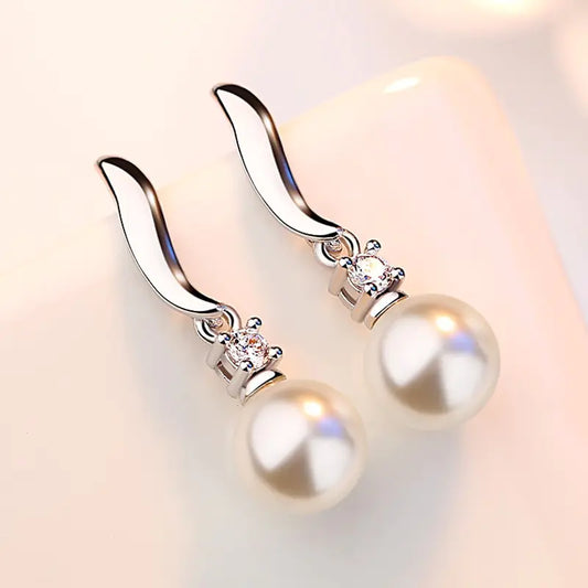 Tassel Pearl Stud Earrings - Elegant Silver Jewelry