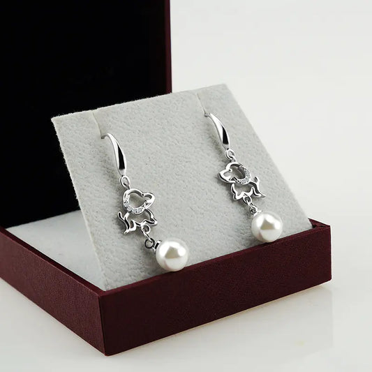 Dog Pearl Earrings - Animal Theme Jewelry