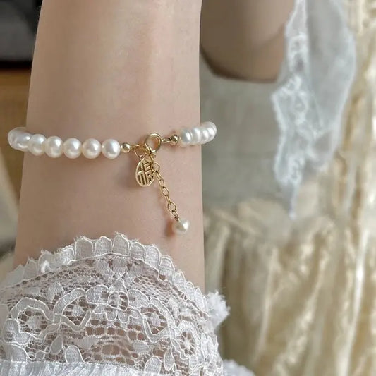 Gold-Plated Pearl Bracelet for Women - Fashion Jewelry