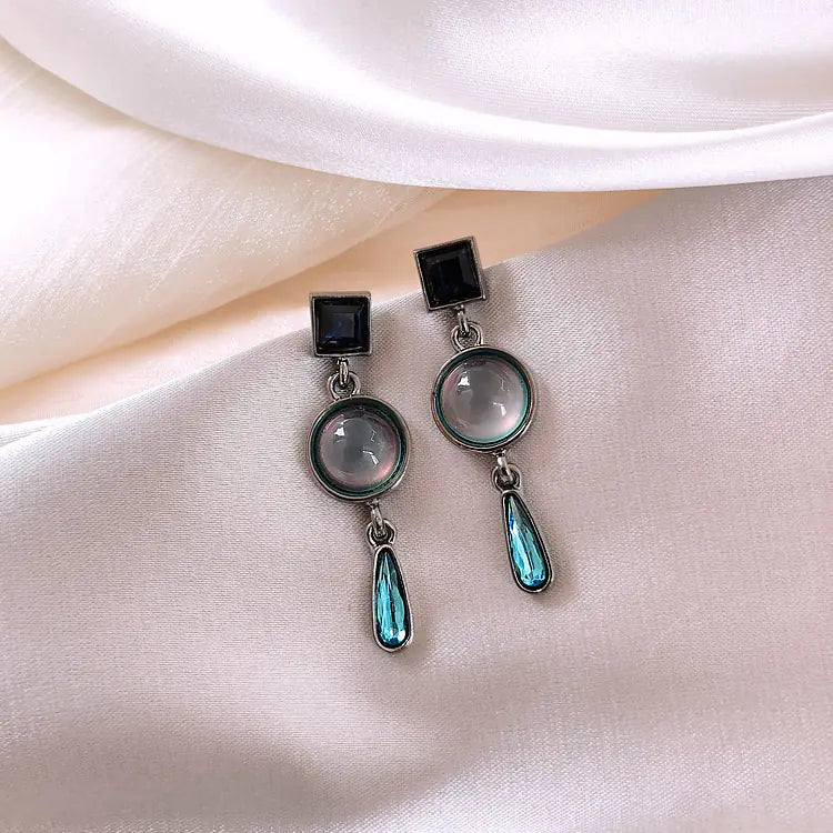 Baroque Style Gemstone Crystal Earrings with 925 Silver