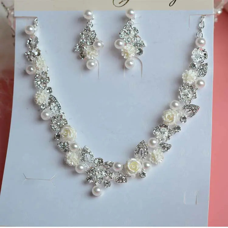 High-End Pearl Flower Bridal Jewelry Set