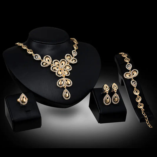 Gold Jewelry Set with Big Butterfly Bridal Accessories