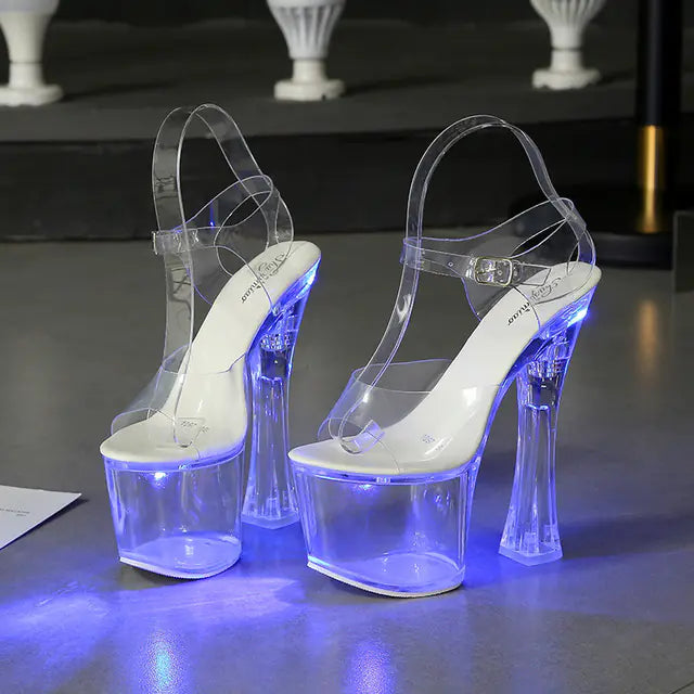 Transparent Crystal Platform High Heels Wedge Sandals