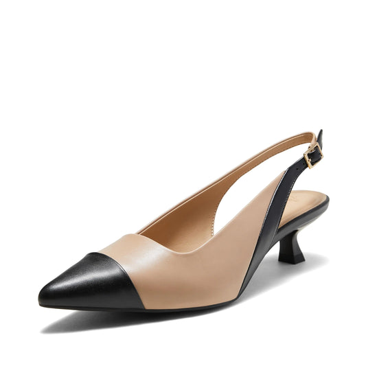 Arromic Womens Slingback Kitten Heels Closed Toe Heels Pointed Toe Low Pump Shoes Dress Work Bridal Wedding Heel Shoes Nude/Black