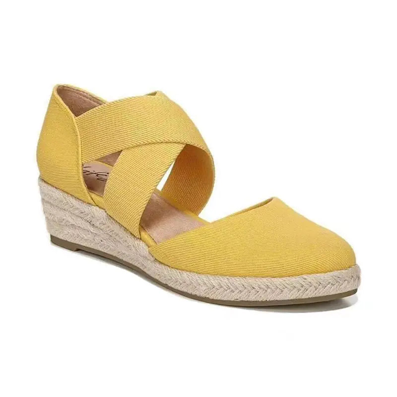 Casual Hollow Roman Single Shoes with Slope Heel for Women