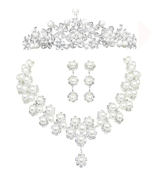 Bridal Jewelry Set with Pearl 3-Piece Accessories