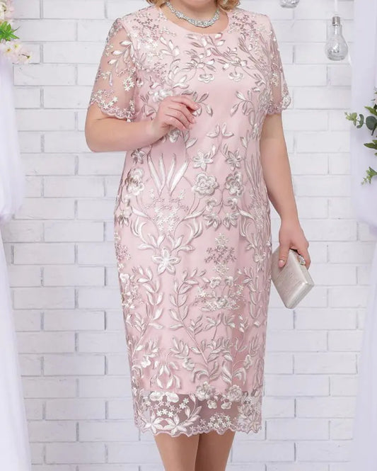 Plus Size Spring Summer Women's Lace Cocktail Dress