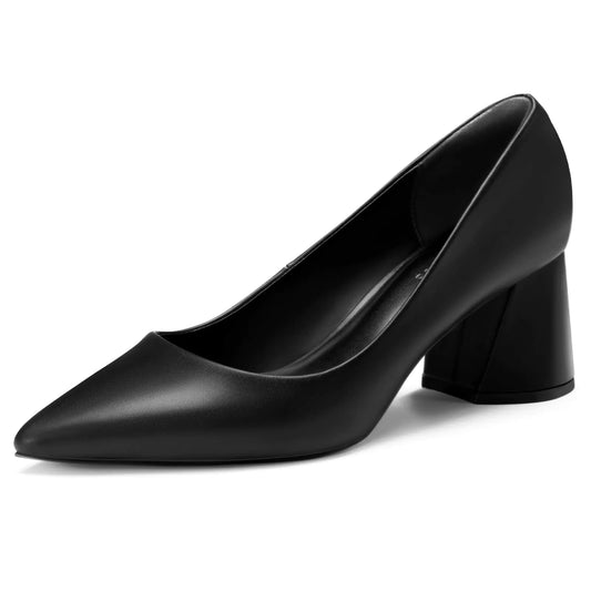 ALICEPUB Black Chunky Heels Closed Toe Block Heels for Women Comfy Heels 2.5 Inch Womens Dress Shoes Prom Pumps Womens Business Casual Shoes Office Shoes Professional Shoes Work Heels Size 9