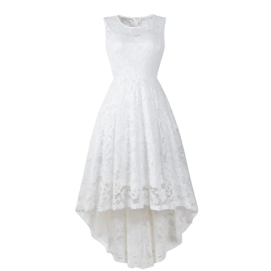 Sleeveless Lace Cocktail Dress with High-Low Hem